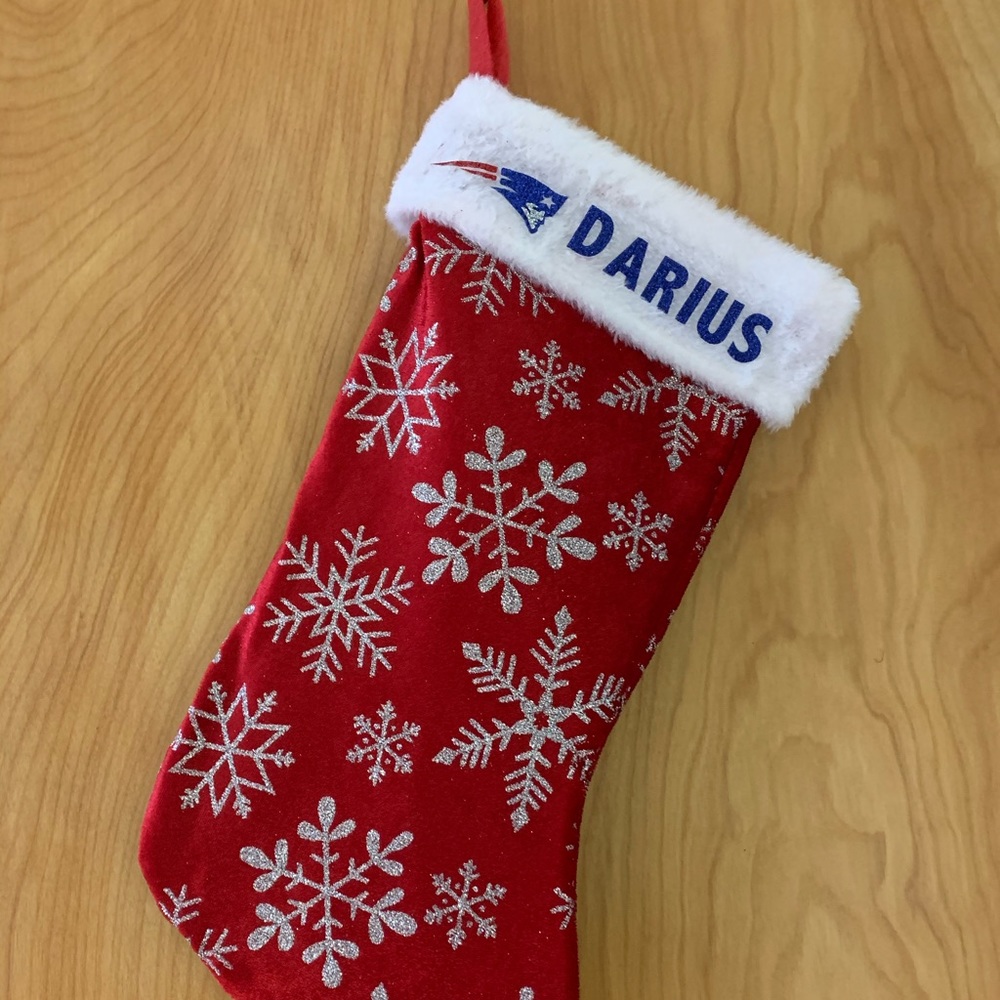 Personalized Patriots snowflake stocking glitter